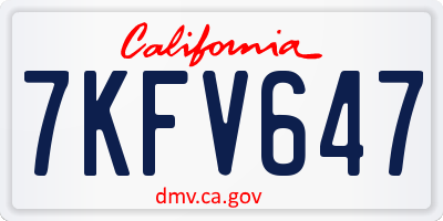 CA license plate 7KFV647