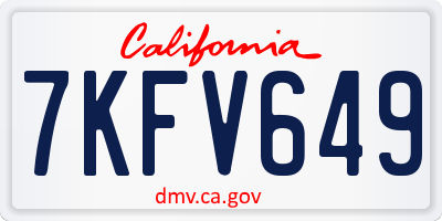 CA license plate 7KFV649
