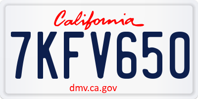 CA license plate 7KFV650
