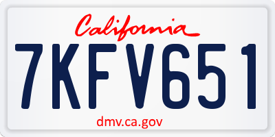 CA license plate 7KFV651