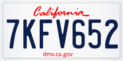 CA license plate 7KFV652