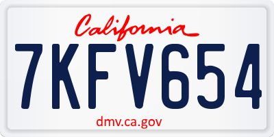 CA license plate 7KFV654