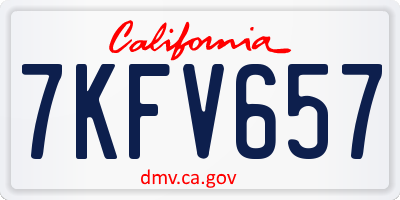 CA license plate 7KFV657