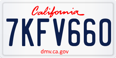 CA license plate 7KFV660