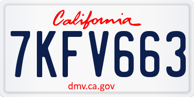 CA license plate 7KFV663