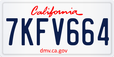 CA license plate 7KFV664