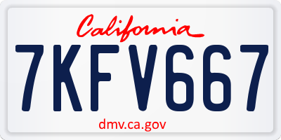CA license plate 7KFV667