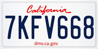 CA license plate 7KFV668