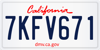 CA license plate 7KFV671