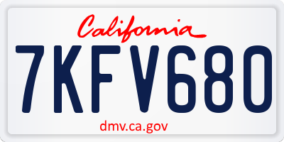 CA license plate 7KFV680