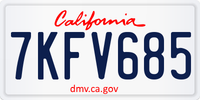 CA license plate 7KFV685