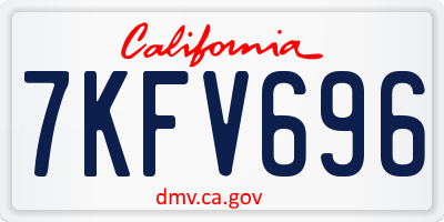 CA license plate 7KFV696