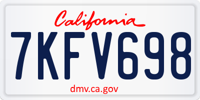 CA license plate 7KFV698