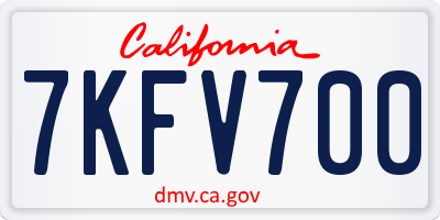 CA license plate 7KFV700