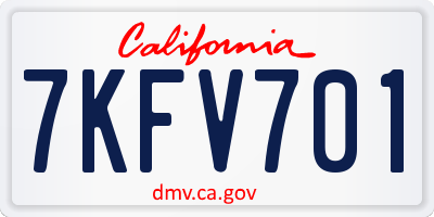 CA license plate 7KFV701