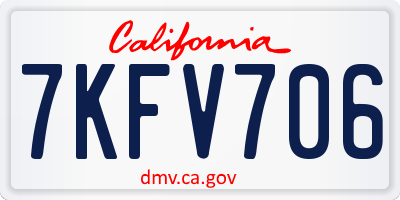 CA license plate 7KFV706