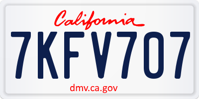 CA license plate 7KFV707