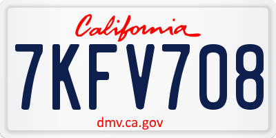 CA license plate 7KFV708