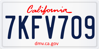 CA license plate 7KFV709