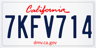 CA license plate 7KFV714