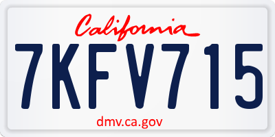 CA license plate 7KFV715