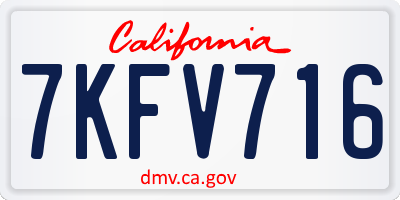 CA license plate 7KFV716