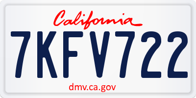 CA license plate 7KFV722