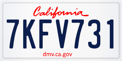 CA license plate 7KFV731
