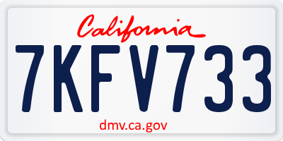 CA license plate 7KFV733
