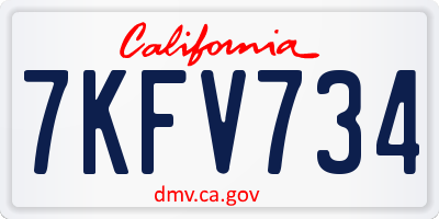 CA license plate 7KFV734