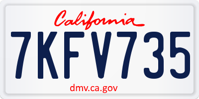CA license plate 7KFV735