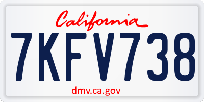 CA license plate 7KFV738