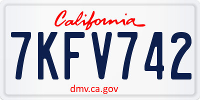 CA license plate 7KFV742