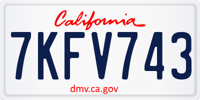 CA license plate 7KFV743