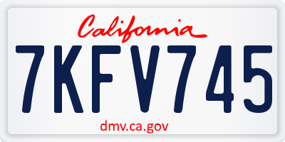 CA license plate 7KFV745