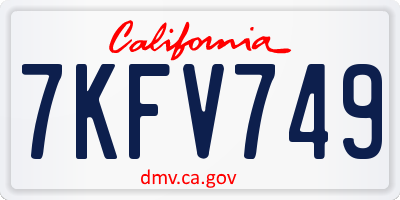 CA license plate 7KFV749
