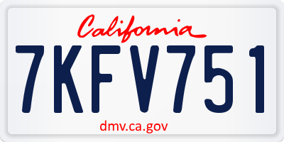 CA license plate 7KFV751