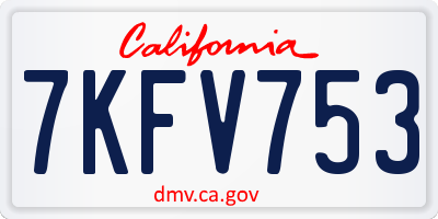 CA license plate 7KFV753