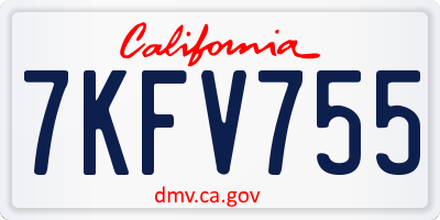 CA license plate 7KFV755