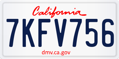 CA license plate 7KFV756
