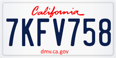 CA license plate 7KFV758