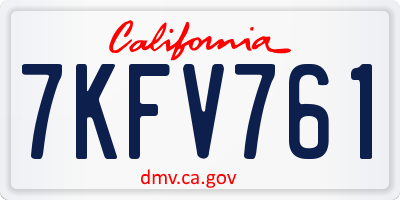 CA license plate 7KFV761