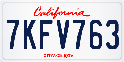 CA license plate 7KFV763