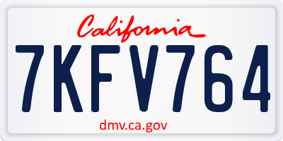 CA license plate 7KFV764