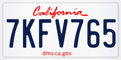 CA license plate 7KFV765