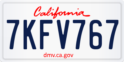 CA license plate 7KFV767