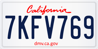 CA license plate 7KFV769