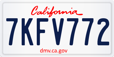 CA license plate 7KFV772