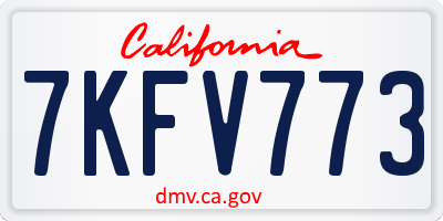 CA license plate 7KFV773