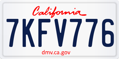 CA license plate 7KFV776